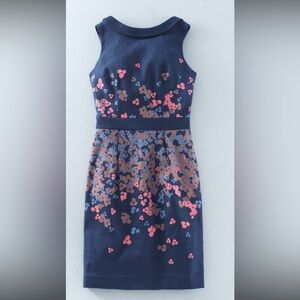 Boden Navy Martha Dress with Peach Floral Design